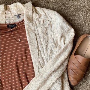 Cream Open Faced Cardigan Sweater